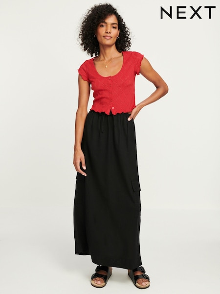 Black Column Midi Skirt with Linen (424101) | €8