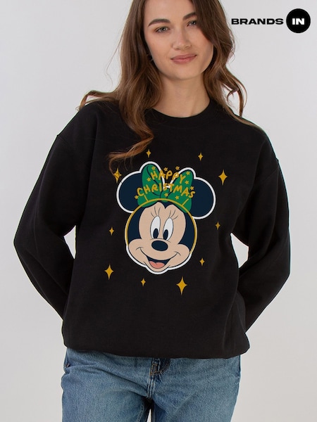 Μαύρο - Brands In Disney Minnie Mouse Happy Christmas Sweatshirt