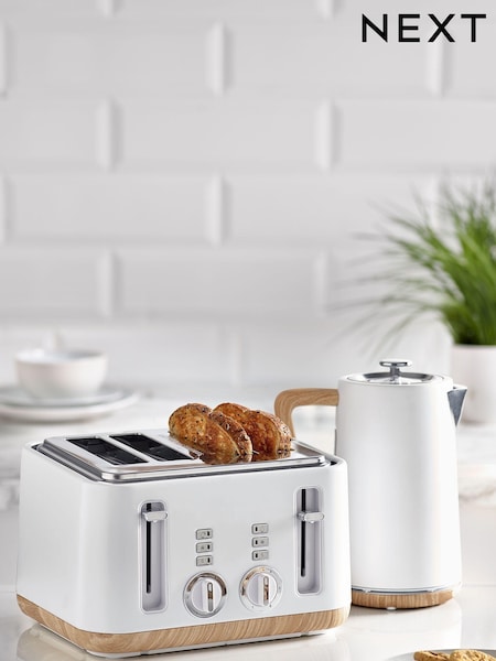White Bronx Wood Effect 4 Slice Toaster (424216) | €76