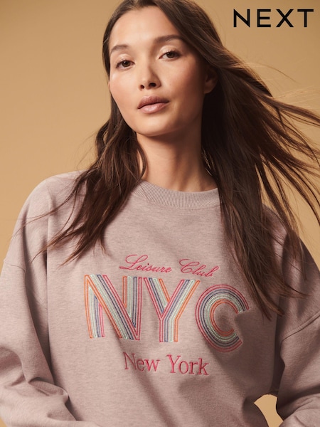 Pink Rainbow New York City Graphic Slogan Sweatshirt (424259) | €14