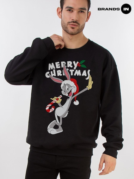 Black - Regular Brands In Looney Tunes Bugs Bunny Merry Christmas Sweatshirt