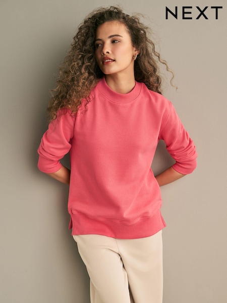 Coral Pink Essentials Longline Relaxed Fit Cotton Sweatshirt (424383) | €15