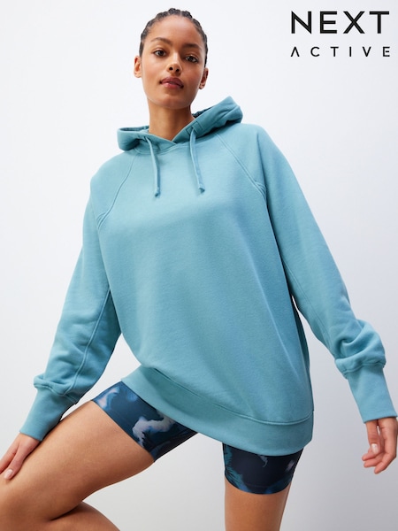 Teal Blue Active Longline Overhead Hoodie (424394) | AED58