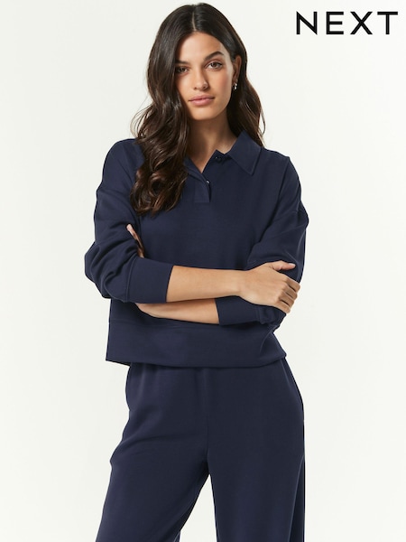 Bleumarin albastru - Slinky Smart Collared Polo Sweat Top (424664) | 150 LEI