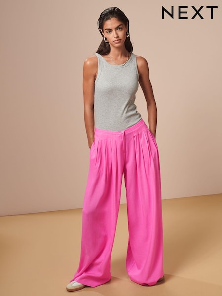 Pink - Superwide Pleated Trousers With Linen (424856) | 8 €