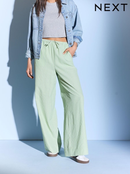 Green Textured Stripe Wide Leg Trousers (424862) | €7