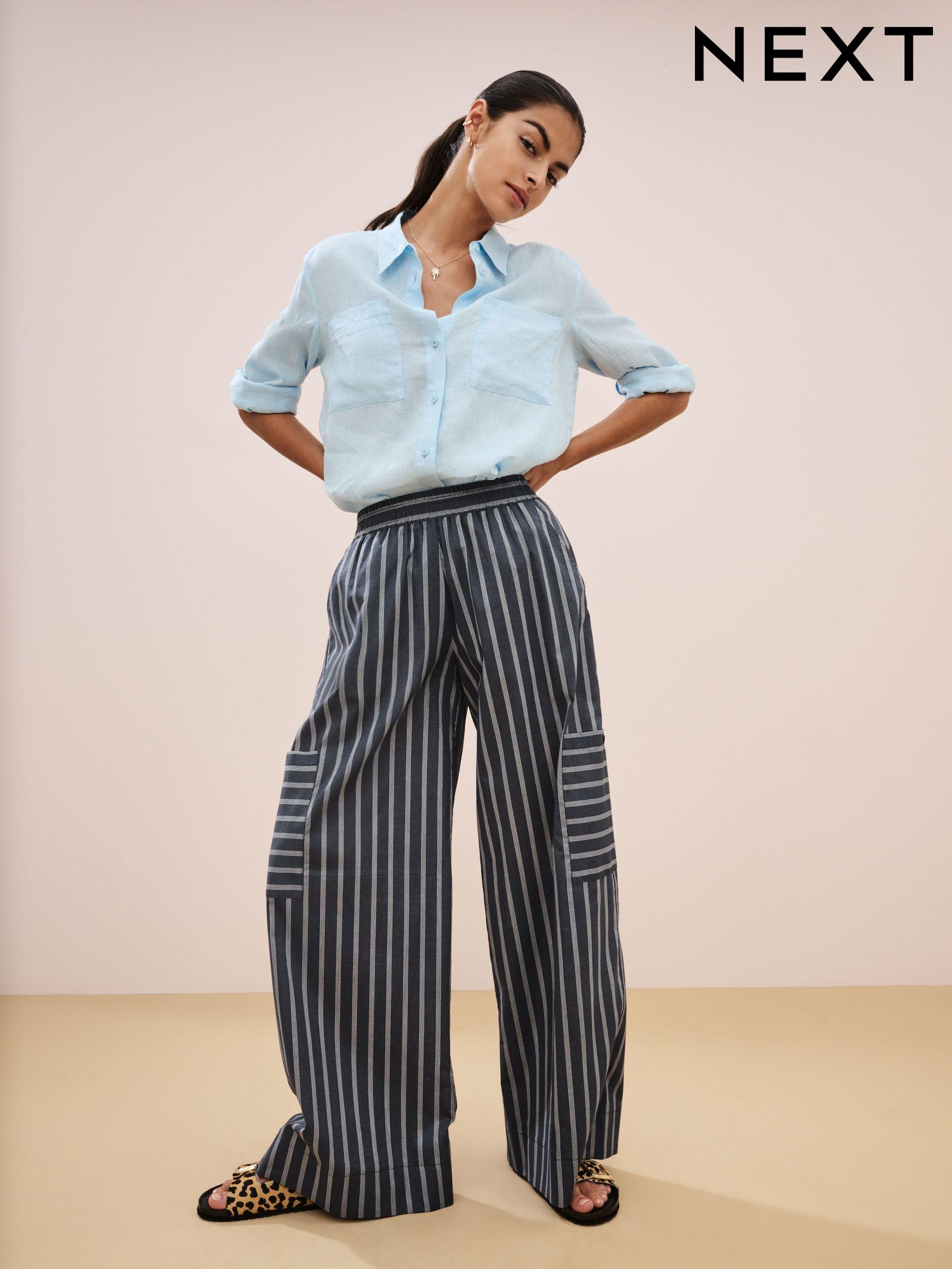 Navy stripe trousers womens online