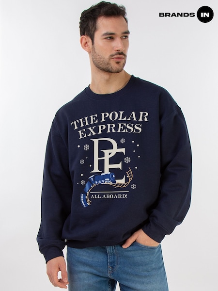 Blue - Regular Brands In Polar Express All Aboard Christmas Sweat Top