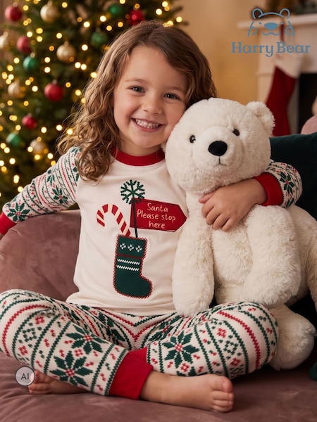 Cream - Harry Bear Christmas Stocking Pyjamas
