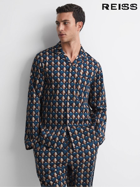 Reiss Multi Thurlow Cotton Printed Cuban Collar Pyjama Top (425355) | €180