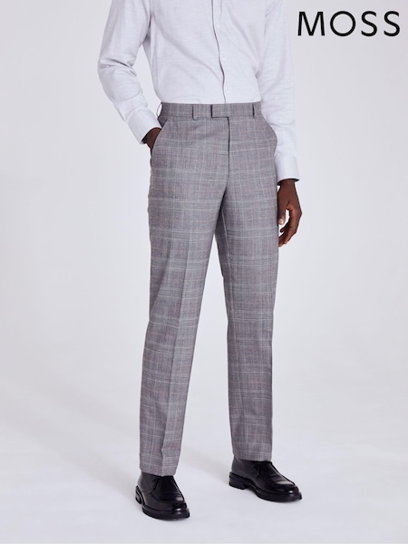 MOSS Grey Regular Fit Check Trousers (425444) | €61