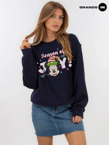 أزرق - Brands In Disney Minnie Mouse Holly Jolly Christmas Sweat Tops