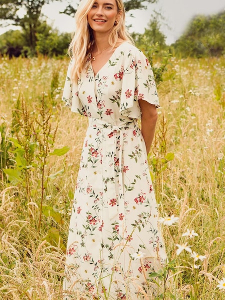 RHS | Threadbare Natural Flutter Sleeve Midi Dress (425658) | €27