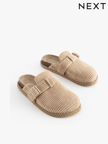 Mink Brown Cord Buckle Mule Slippers (425682) | €13.50