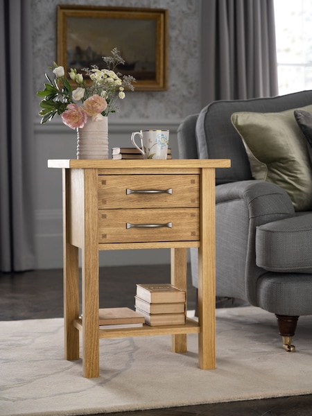 Laura Ashley Oak Milton 2 Drawer Side Table (425850) | €505