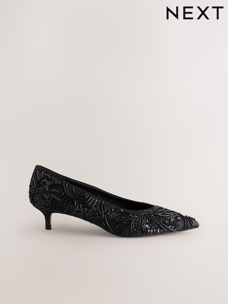 Black - Forever Comfort® Embellished Kitten Heels