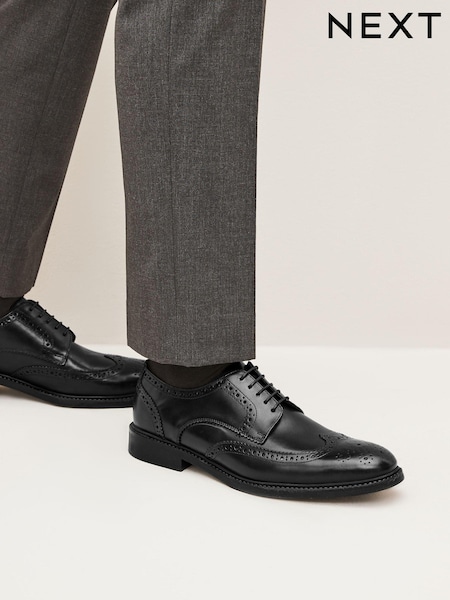 Black Standard Fit Leather Derby Brogues (426128) | €65