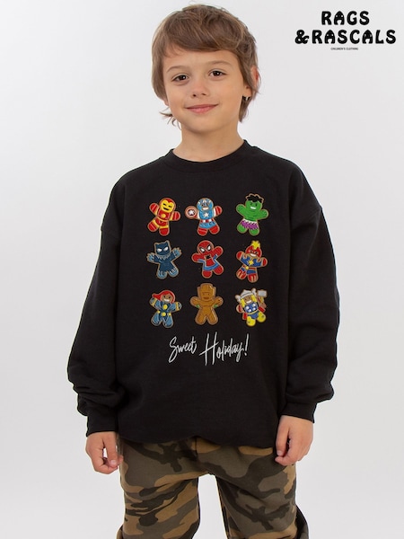 أسود - Rags & Rascals Marvel Gingerbread Avengers Sweatshirt