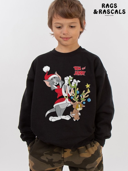 Black - Rags & Rascals Tom & Jerry Reindeer Sweatshirt