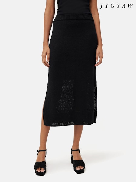 Jigsaw Linen Slub Knitted Black Skirt (426371) | €79