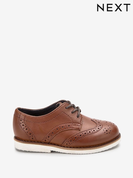 Tan Brown Wide Fit (G) Smart Leather Brogue Shoes (426847) | €39 - €41
