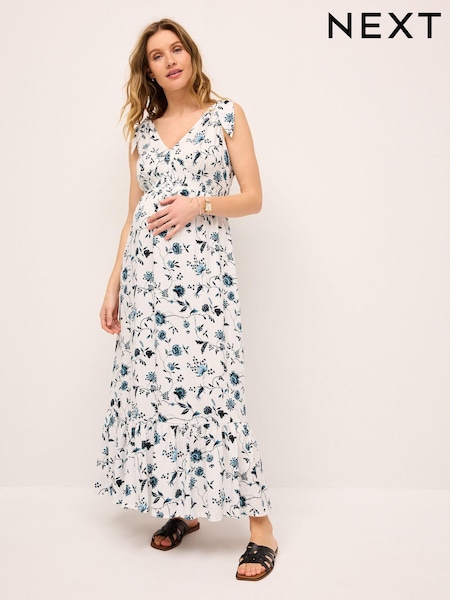 Blau mit floralem Muster - Maternity Midaxi Nursing Dress (426880) | 27 €