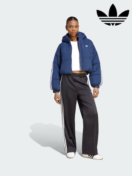 Blue - Adidas Originals Adicolor Cropped Hooded Puffer Jacket