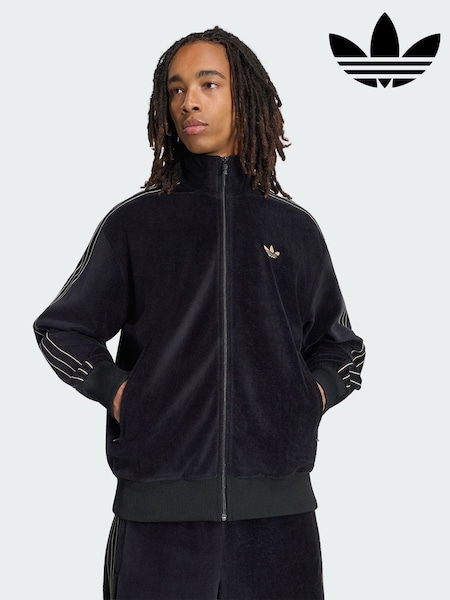 Black - Regular Adidas Originals Firebird Velour Track Jacket