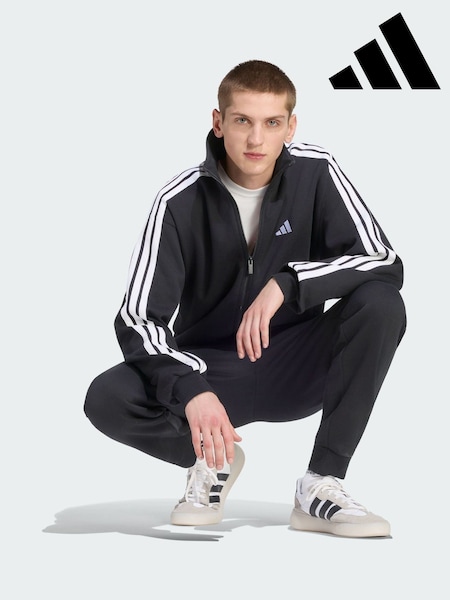 Negru - Regular Adidas 3-stripes Fleece Tracksuit