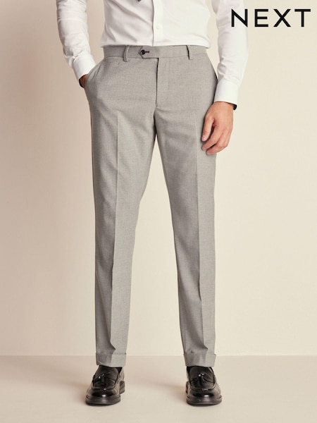 Grey Slim Fit Herringbone Suit Trousers (427854) | R$ 430