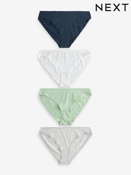 Blue/Green Marl High Leg Cotton Rich Knickers 4 Pack (427983) | €7