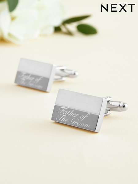 Silver Tone Father of the Groom Engraved Wedding Cufflinks (428054) | €5