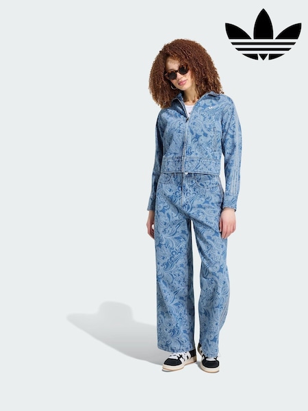 Blue - Adidas Originals Liberty London Firebird Denim Tracktop Jacket