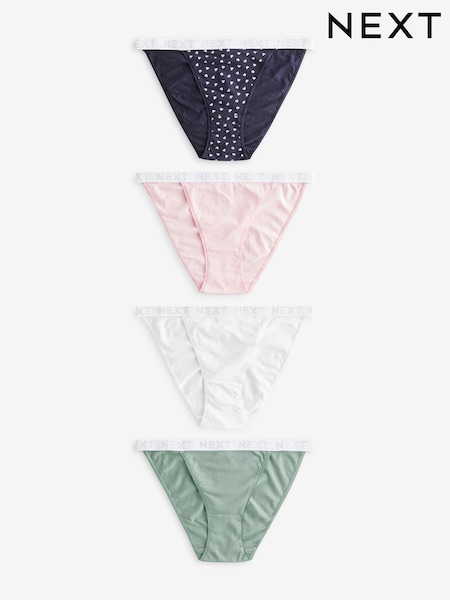 עם הדפס לב באפקט מנצנץ/בדוגמה חלקה - Logo Knickers 4 Pack (428103) | ‏57‏₪