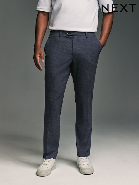 Blue Navy Slim Fit Stretch Textured Trousers (428213) | €7
