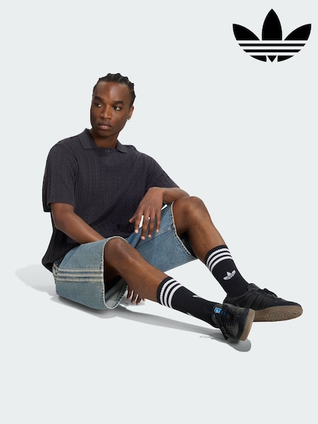 Black - Regular Adidas Originals Cable Knit Football Jersey