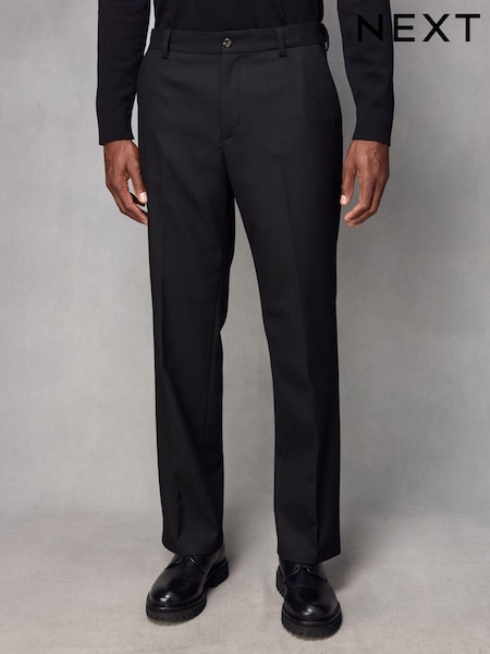 Black Regular Fit Smart Trousers With Wool (428463) | 243 QAR