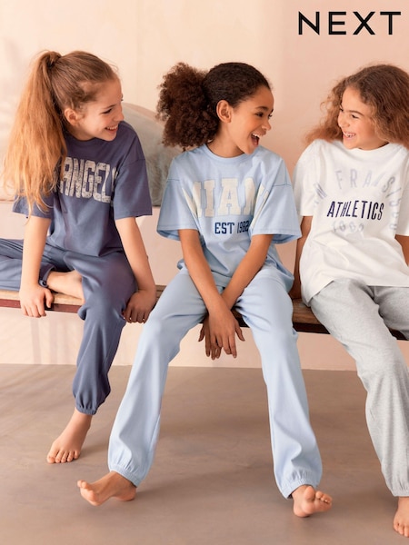 Blau/Weiß/Grau - Joggers Pyjamas 3 Pack (3-16yrs) (428606) | 4 € - 6 €