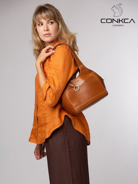 Marrón oscuro - Conkca 'vesper' Leather Handbag
