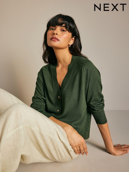 Kaki zelena - Soft Touch Button Up Knitted Cardigan (429115) | € 22