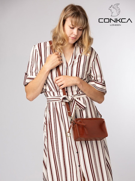 Marrón - Conkca 'azalea' Leather Cross-body Bag