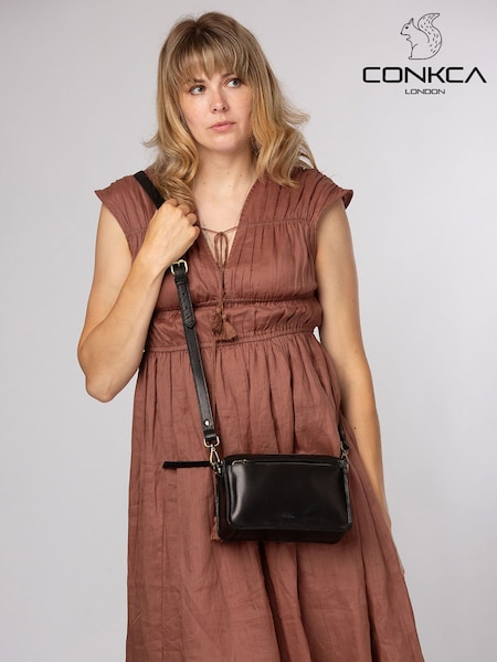 Negru - Conkca 'azalea' Leather Cross-body Bag
