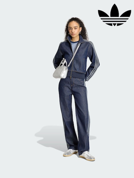 Blue - Adidas Originals Firebird Denim Track Top