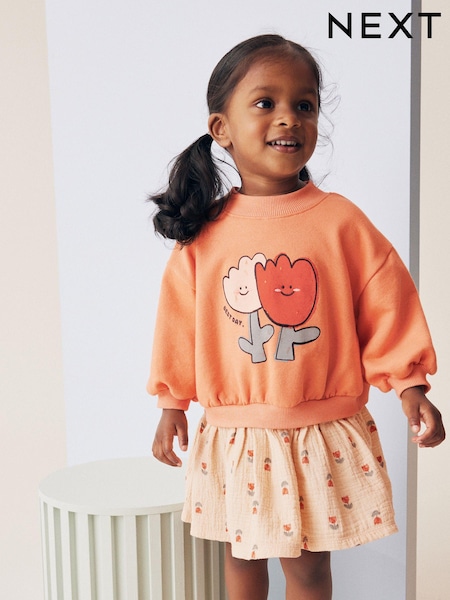 Broskvová růžová - Long Sleeve Sweat Dress (3mths-7yrs) (429318) | 570 Kč - 720 Kč