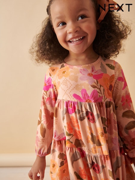 Pink Floral Long Sleeve Jersey Dress (3mths-7yrs) (429473) | €5 - €6.50