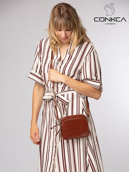 Коричневый - Conkca 'jay' Leather Cross-body Bag