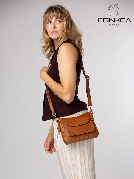 Tanfärgad Brun - Conkca 'misty' Leather Cross-body Bag