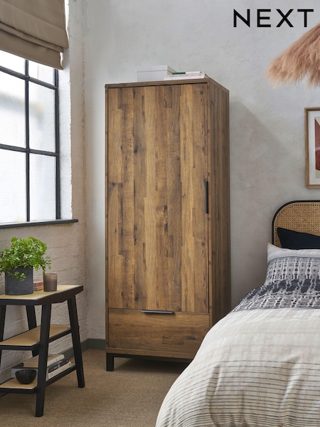 Dark Bronx Oak Effect Single, 1 Drawer Wardrobe (429572) | €490