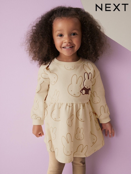 Neutral Miffy Long Sleeve Sweat Dress and Leggings Set (3mths-7yrs) (429593) | 55 QAR - 69 QAR