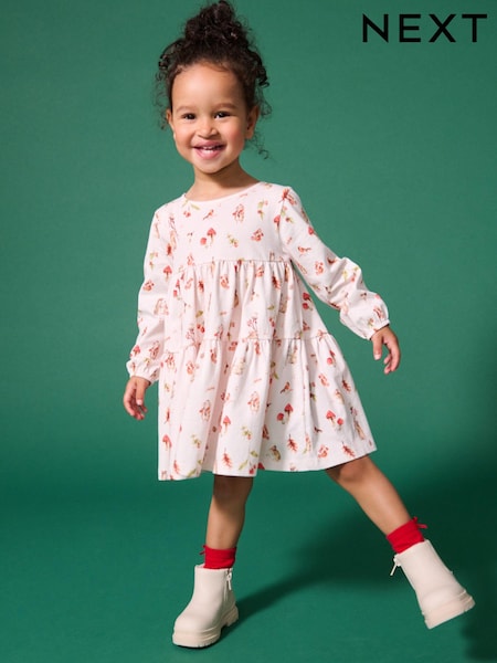 Bež z motivom - 100% Cotton Long Sleeve Jersey Dress (3mths-7yrs) (429773) | € 7 - € 9